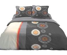 Housse de Couette 220x240 + 2 taies Pur Coton 57 Fils Tzigane Gris