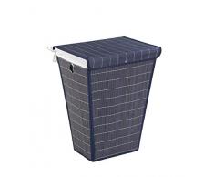 Wenko 22102100 Coffre à Linge En Bambou/ Plastique Bleu 28 x 28 x 18 cm
