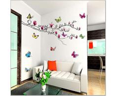 Walpus Stickers muraux pour chambre denfant Magnolia/papillons brillants en 3D