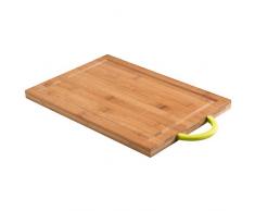 Levivo SET111533B Planche Ã pain en bambou avec ramasse-miettes en 3 couleurs, Bois, Vert, 40 x 35 x 6 cm