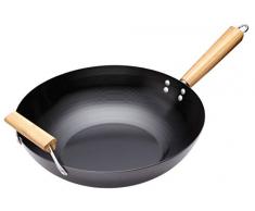 Kitchen Craft Pure Oriental Wok avec poignÃ©e en bois Anti-adhÃ©sif Acier carbone 35 cm
