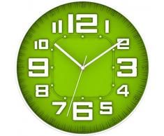 BUVU ZH09756A Horloge Murale, Plastique, Vert, 30 x 30 x 5 cm