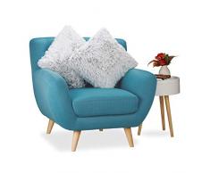 Relaxdays Coussins moelleux lot de 2 oreillers déco canapé fauteuil doux blanc-gris HxlxP: 15 x 45 x 45 cm, blanc-gris