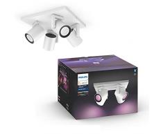 Philips Hue White & Color Ambiance Spot Argenta x4 carré Blanc Compatible Bluetooth, Fonctionne avec Alexa