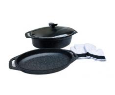 Pradel Excellence - 52801M - Cocotte Ovale Façon Pierre, Set de 3 Pièces, tous Feux dont Induction