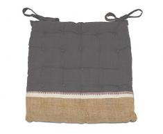 Soleil docre Dessus de Chaise bi-matiÃ¨re capitonnÃ©, Coton, Gris, 40x40x5 cm