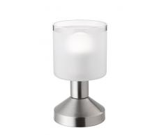 Reality, Lampe de table, Gral 1xE14, max.40,0 W Verre satiné, Transparent claire, Corps: metal, Nickel mat Ø:9,0cm, H:17,0cm IP20,ON/OFF Touch
