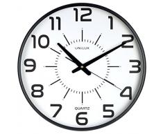 Unilux 400094487 Maxi Pop Pendule de Bureau Système Quartz Silencieuse et Lisible jusquà 150 m à 37,5 cm Noir, Plastique, 38 x 38 x 4,3 cm