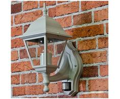 Applique avec détecteur de mouvement blanc aluminium et verre style rustique 1x E27 IP44 lanterne extérieure capteur réglable maison de campagne