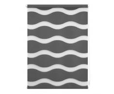 Lichtblick Store Duo Motif Vagues, Supports Auto-serrants, Polyester, Anthracite, 80 x 150 cm (l x L)