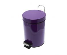 Frandis P356030 Poubelle Ã PÃ©dale MÃ©tal avec Seau Plastique Aubergine Uni 3 L 17 x 17 x 24,5 cm