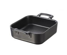 Revol 647684 Belle Cuisine Plat Profond Carré Porcelaine Noir Effet Fonté 20 x 20 x 6,5 cm, Noir, Lot de 2