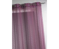 HomeMaison Voilage tissé et fileté à Grande Largeur, 100% Polyester, Prune, 140 x 240 cm