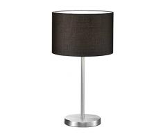 Trio Leuchten 511100102 Lampe avec abat-jour en tissu, 1 ampoule E27 max. 60 W (non incluse) Nickel mat/noir Ã¸ 30 cm, hauteur 54 cm