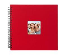 Goldbuch Album Photo à Spirales avec découpes pour Photos, Pages Noires, Couverture de qualité en Papier structuré Aspect Lin, Papier, Rouge, 32x36 cm