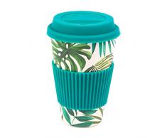 CAMBRIDGE Mug à emporter réutilisable CM05918 Polynesia sans bisphénol A, Mélange De Fibres De Bambou, Turquoise, 9 x 9 x 13 cm