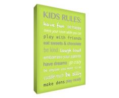 Feel Good Art Toile de 30,5 x 20,3 x 3,8 cm dÃ©paisseur A4 FaÃ§ade Toile de dÃ©coration Murale Motif Kids Rules Vert Citron