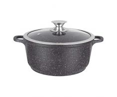 Kamberg - 0008030 - Faitout 16 cm - Fonte dAluminium - RevÃªtement type pierre - Couvercle en verre - Tous feux dont induction - Sans PFOA