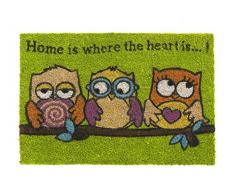 HMT Paillasson Trio Hiboux Coco Lime 40 x 60cm