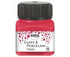 KREUL 16206 â Peinture pour Verre et Porcelaine Classique, Brillante Ã Base deau, sÃ©chage Rapide, Opaque, 20 ML dans Un Verre, Rouge Carmin