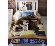 Character World Secret Life of Pets Hounds Panneau Simple Housse de Couette de lit Chaque Chien A Son Jour.