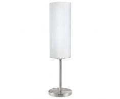 Eglo 85981 Lampe de table Troy 3 en acier et verre pour 1 ampoule E27 max. 60 W non incluse, interrupteur pour câble Nickel mat/blanc satiné, hauteur 46 cm culot ø 12 cm, verre ø 10,5 cm
