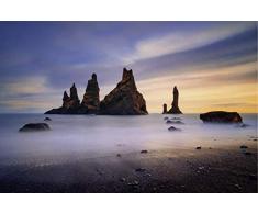 Scenolia Tableau sur Toile REYNISDRANGAR Islande 60 x 40 cm | déco Murale 100% Fabrication française