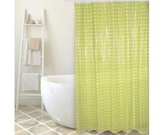 MSV 141048 Rideau de Douche PVC + Plastique Polypropylène Vert 12 anneau inclus 180 x 200 x 0,1 cm