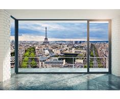Scenolia Papier Peint Intissé Paris Tour Eiffel et Champs Elysées 4 x 2,70m - Décoration Murale Effet Trompe lâOeil - Revêtement Panoramique Tapisserie XXL - Pose Facile et Qualité HD