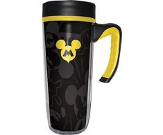 Grupo Erik Editores Tasse de Voyage Mickey, Porcelaine, Noir, 20Â x 8Â x 20Â cm