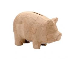 GLOREX Figurine en carton Tirelire Cochon, naturel, 14Â x 8,5Â x 7Â cm