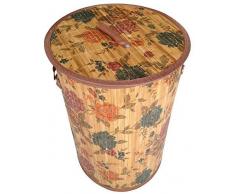 GMMH LN 46 Blau Rose Panier Ã Linge Pliable en Bambou 60 cm