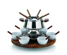 Kela 66470 service à fondue à viande, 6 personnes, 23 pièces, acier inoxydable et bois, Armata