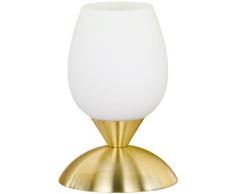 Reality, Lampe de table, Cup 1xE14, max.40,0 W Verre, Blanc, Corps: metal, Laiton mat Ã:12,0cm, H:18,0cm IP20,Interrupteur tactile 4 niveaux