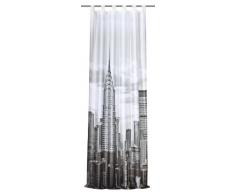 Home fashion 48639-896 Voilage New York avec passants et en tissu effet soie Noir/blanc 245 x 120 cm