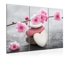 Tableau decoration murale Fleurs de Feng Shui 120 x 80 cm - XXL Impression sur Toile Salon Appartment 3 Parties - prÃªt Ã accrocher - 500131a