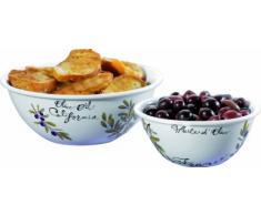 Esmeyer Veneto - Service de Deux Plats à Service/saladiers Veneto, Porcelaine Blanche, Impressions colorées, dans Un Coffret Cadeau