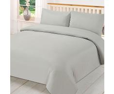 Brentfords Parure de lit, 100 % Polyester, Microfibre Douce., Gris, Double