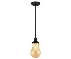 Westinghouse 6337040 63370 Luminaire Suspendu dIntérieur à Une Lampe, Finition Larme Ambré, Verre, Bronze Huilé