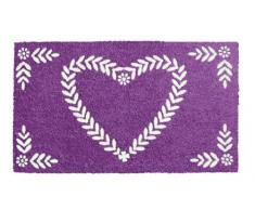 SHOE-MAX YH 101525 Classic Flock Paillasson en Fibre de Coco de qualité avec Base en PVC Anti-dérapant Motif Coeur Violet 74 x 44 cm