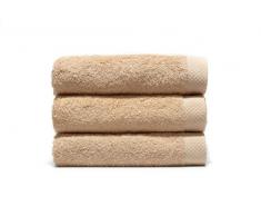 Home Basic - Lot de 3 Serviettes Eponge, 33x50 cm Serviette invité, 50x100 cm, Drap de Bain 70x140 cm, Couleur Beige