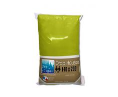 Nuit des Vosges 2174403 Cotoval Drap Housse Uni Coton Vert Moutarde 140 x 200 cm