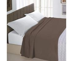Italian Bed Linen Max Color Drap supérieur en Coleur Unie, 100 % Coton, Marron, Double