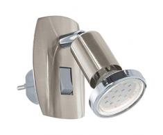 Eglo Lampe pince Ancona acier plastique HV 1 x GU10 max. 25 W non incluse, interrupteur pour un dans le câble, L = 13 cm, nickel mat/Argenté 92924