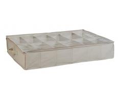 House Box HOUSRA007 Housse de Rangement pour Chaussures de 12 Paires avec Fenêtre Synthétique Beige/Transparente 75 x 60 x 15 cm