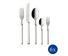 Villeroy & Boch Play! White Pearl Couverts de table pour 6 personnes, 30 piÃ¨ces, Inox, Manche en plastique blanc
