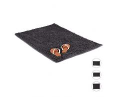 Relaxdays Tapis de Bain Microfibre Shaggy 70x120 cm Sortie Douche Tapis de Douche antidÃ©rapant Moelleux Absorbant, Gris