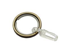 GARDINIA Anneau pour Tringle Ã Rideau de 20 mm de DiamÃ¨tre, Insert Coulissant et Crochet Pliant Inclus, 6 PiÃ¨ces, SÃ©rie Chicago, Largeur 4 mm, MÃ©tal, Bronze