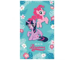 Hasbro My Little Pony Tropical Drap de Plage, 100% Coton, Bleu, 120x70 cm
