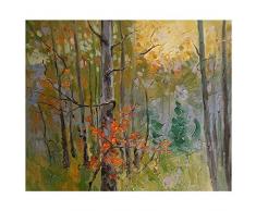 Legendarte - Tableau, Peinture à lhuile - Forêt Amicale - cm. 50x60